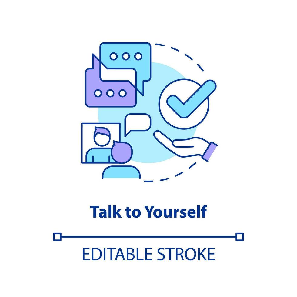 Speak information aloud concept icon. Effective memory technique. Boost memorization abstract idea thin line illustration. Isolated outline drawing. Editable stroke vector