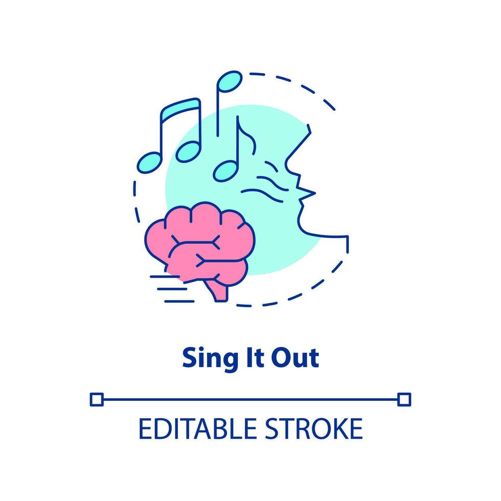 Singing out to memorize concept icon. Brain training. Auditory memory technique abstract idea thin line illustration. Isolated outline drawing. Editable stroke vector