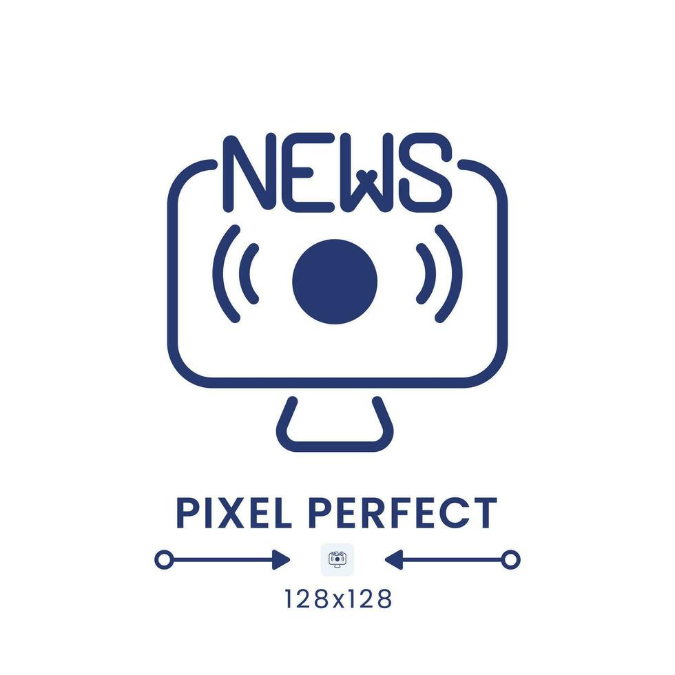 News streaming black solid desktop icon. Online media. Real-time broadcasting. Pixel perfect 128x128, outline 4px. Silhouette symbol on white space. Glyph pictogram. Isolated vector image