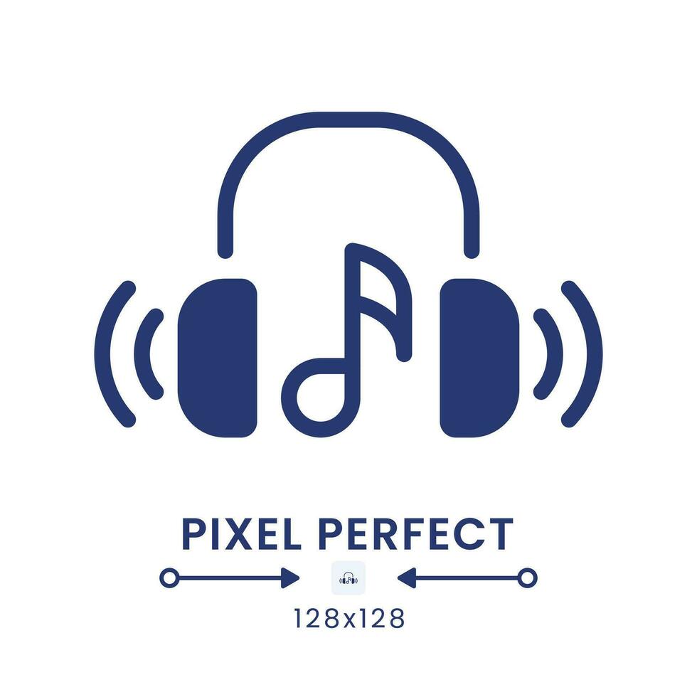 Music streaming black solid desktop icon. Media service. Online radio. Audio content. Pixel perfect 128x128, outline 4px. Silhouette symbol on white space. Glyph pictogram. Isolated vector image