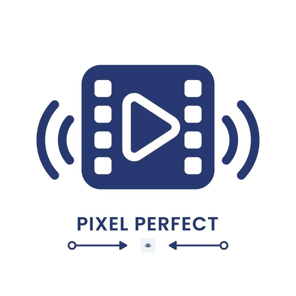 Video streaming black solid desktop icon. Social media. Broadcasting content. Online platform. Pixel perfect, outline 4px. Silhouette symbol on white space. Glyph pictogram. Isolated vector image