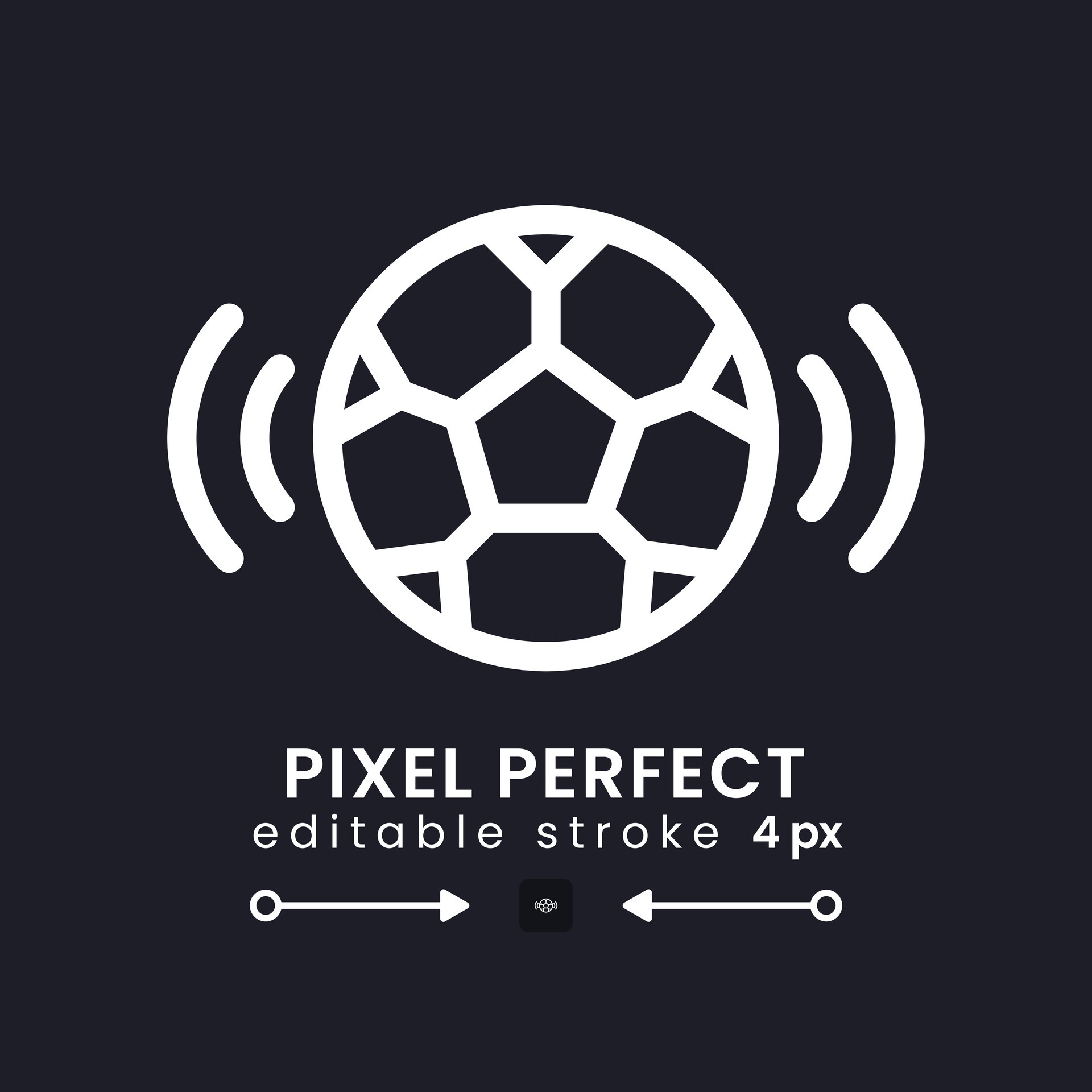 Sports broadcast white linear desktop icon on black. Live stream. Television program. Soccer game. Pixel perfect, outline 4px