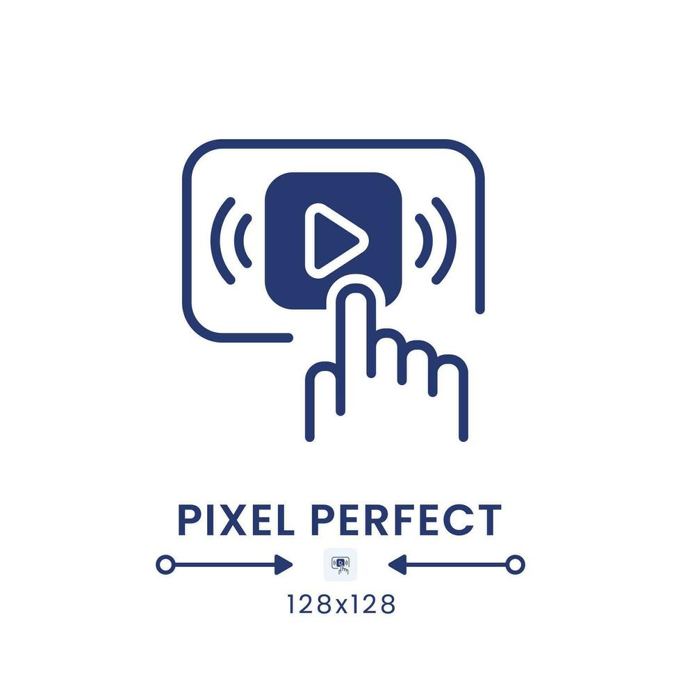 Start streaming black solid desktop icon. Digital content platform. Online entertainment. Pixel perfect 128x128, outline 4px. Silhouette symbol on white space. Glyph pictogram. Isolated vector image