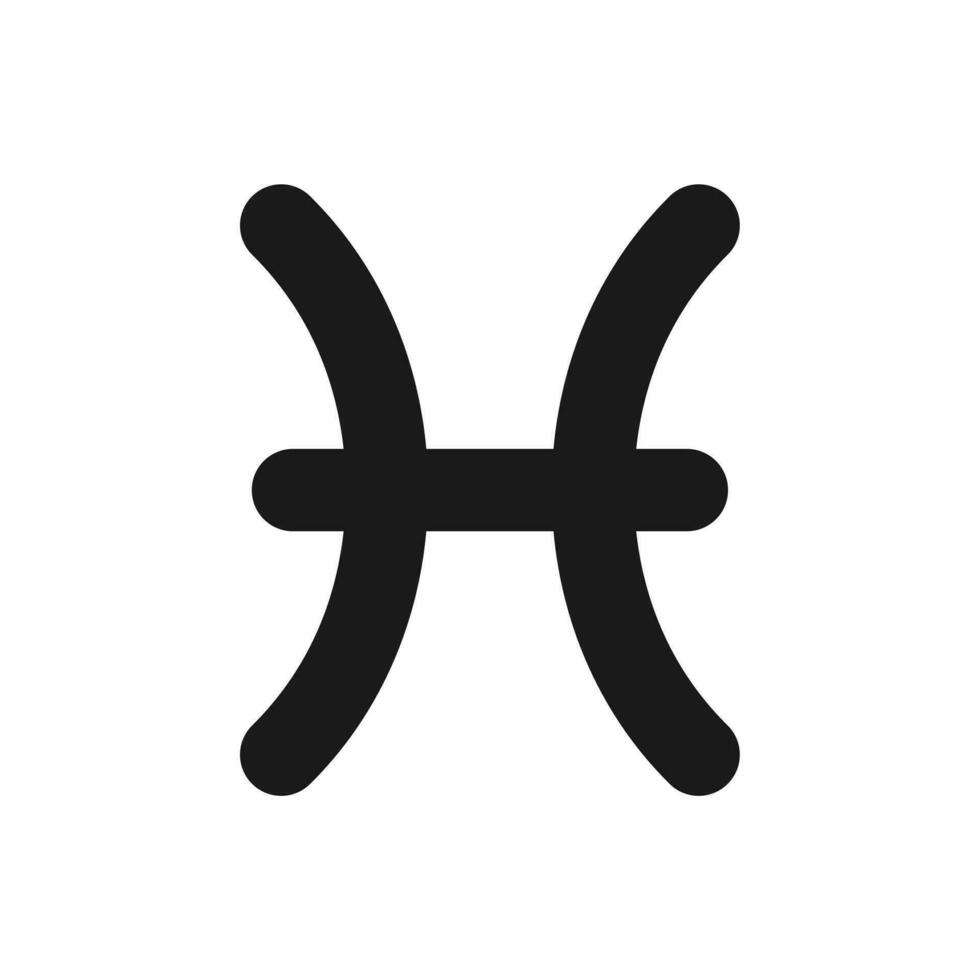Pisces black glyph icon. Water zodiac sign. Astrological fishes. Birth constellation. Horoscope personality. Silhouette symbol on white space. Solid pictogram. Vector isolated illustration