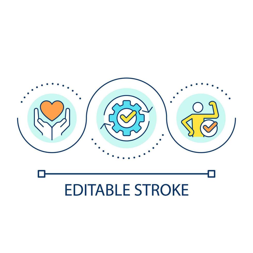 Removing self imposed barriers loop concept icon. Personal growth. Life changing attitude abstract idea thin line illustration. Isolated outline drawing. Editable stroke vector