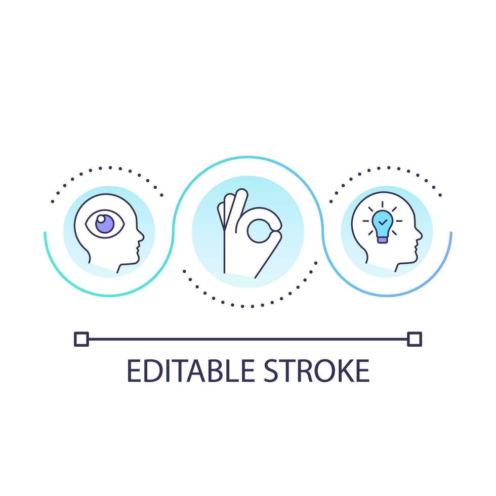 Tap into your intuition loop concept icon. Knowing yourself. Coaching program expectation abstract idea thin line illustration. Isolated outline drawing. Editable stroke vector