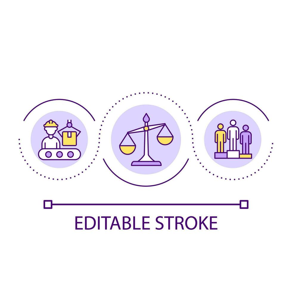 Labour law loop concept icon. Workforce productivity. Factory employees. Human resources management abstract idea thin line illustration. Isolated outline drawing. Editable stroke vector