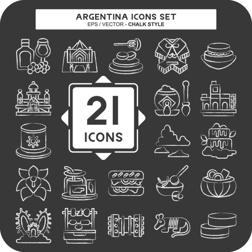 Icon Set Argentina . related to Holiday symbol. chalk Style. simple design editable. simple illustration vector