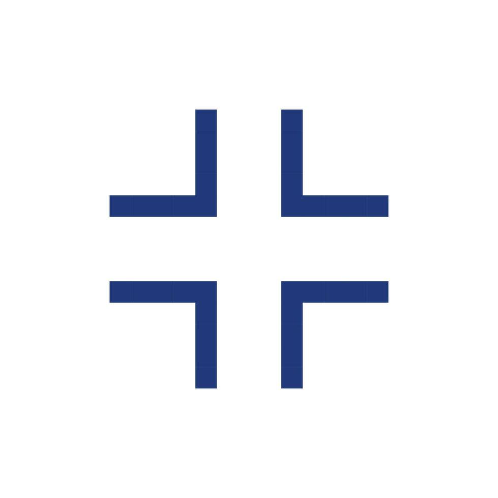 Exit full screen pixelated RGB color ui icon. Video player. Get out fullscreen. Simplistic filled 8bit graphic element. Retro style design for arcade, video game art. Editable vector isolated image