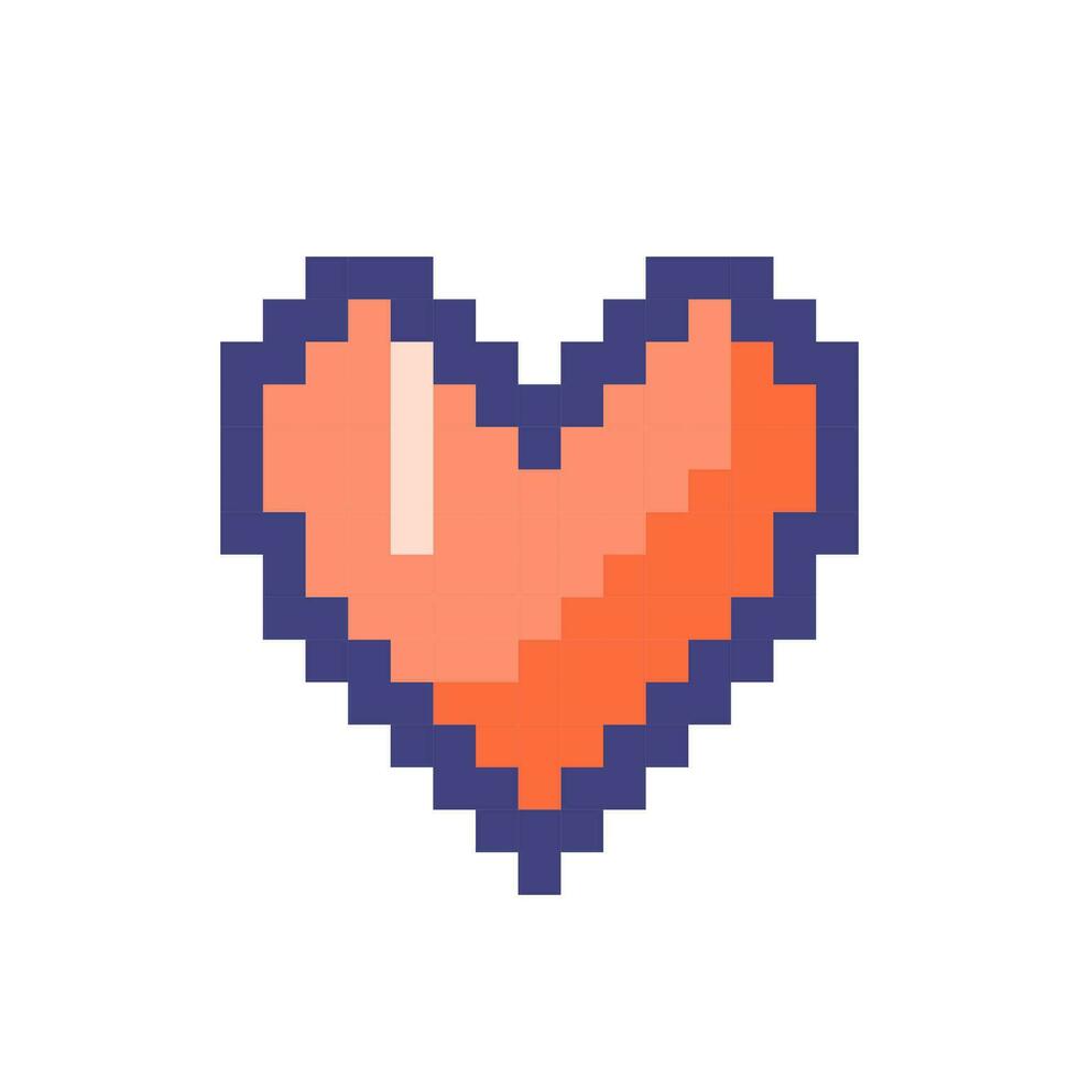 Minimalistic heart pixelated RGB color ui icon. Social media button for like. Simplistic filled 8bit graphic element. Retro style design for arcade, video game art. Editable vector isolated image