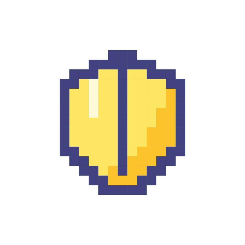 Knight shield pixelated RGB color ui icon. Medieval equipment. Security. Simplistic filled 8bit graphic element. Retro style design for arcade, video game art. Editable vector isolated image