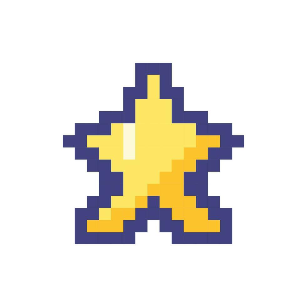 Minimalistic star pixelated RGB color ui icon. Social media. Recommendation. Simplistic filled 8bit graphic element. Retro style design for arcade, video game art. Editable vector isolated image