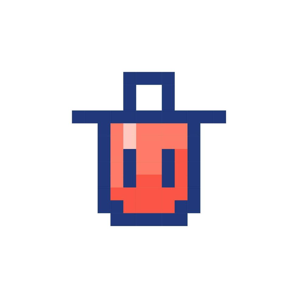 Trash can pixelated RGB color ui icon. Delete button. Waste container. Simplistic filled 8bit graphic element. Retro style design for arcade, video game art. Editable vector isolated image