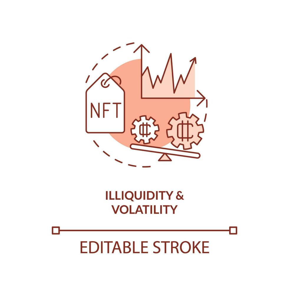 Illiquidity and volatility orange concept icon. Industry problem. NFT disadvantage abstract idea thin line illustration. Isolated outline drawing. Editable stroke vector