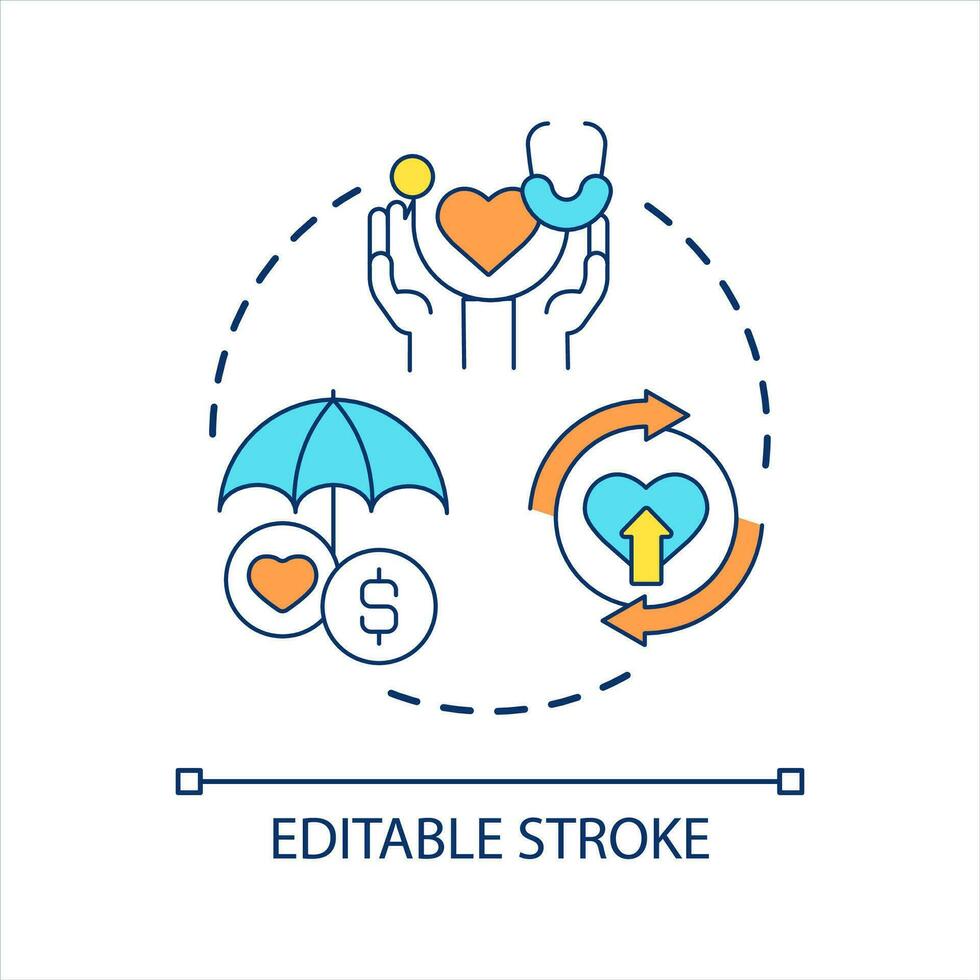 Care about heart habit concept icon. Heart health association. Prevent diseases. Healthy lifestyle abstract idea thin line illustration. Isolated outline drawing. Editable stroke vector