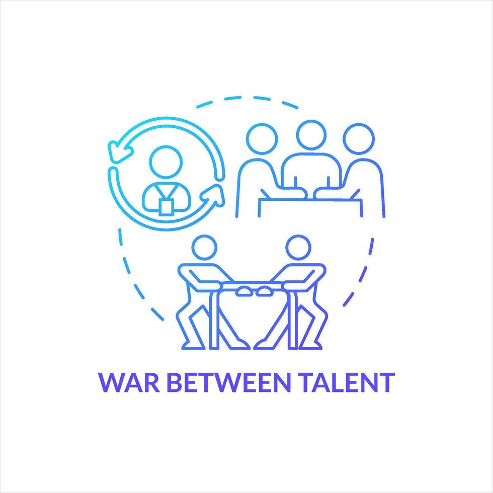 War between talent blue gradient concept icon. Workers competition. Employee engagement. Workforce retention abstract idea thin line illustration. Isolated outline drawing vector