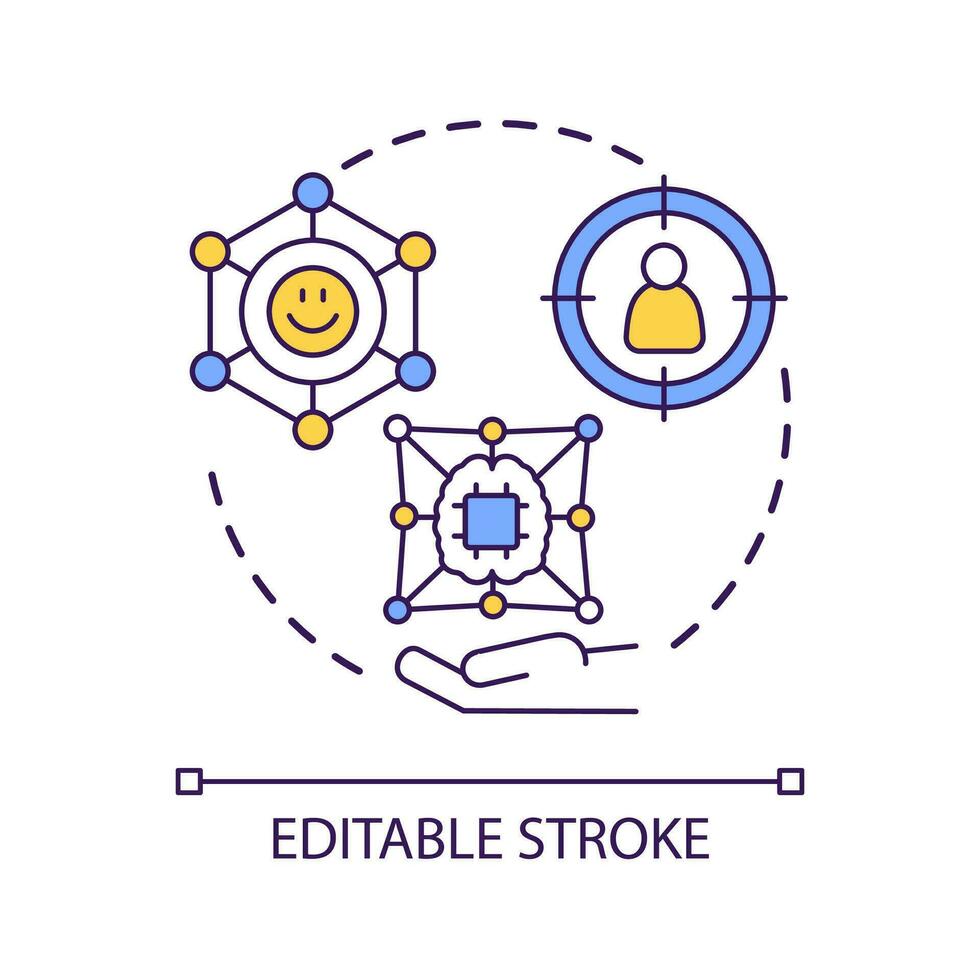 Target audience research concept icon. Consumer analysis. Client centricity. Wireless connection abstract idea thin line illustration. Isolated outline drawing. Editable stroke vector