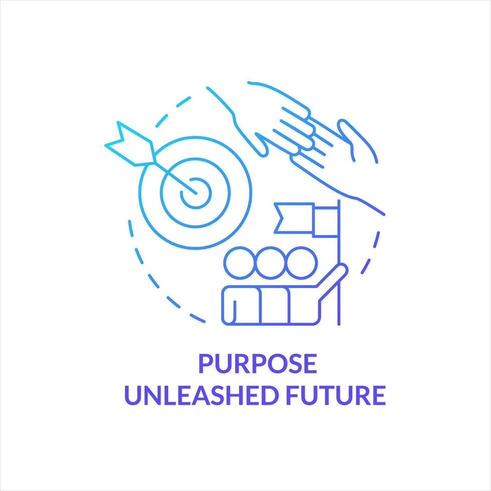 Purpose unleashed future blue gradient concept icon. Common goals. Share values. Team connectivity abstract idea thin line illustration. Isolated outline drawing vector