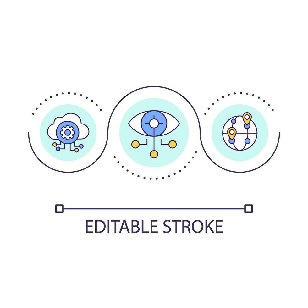 Wireless connection loop concept icon. Personalized marketing. IoT optimization. Internet communication abstract idea thin line illustration. Isolated outline drawing. Editable stroke vector