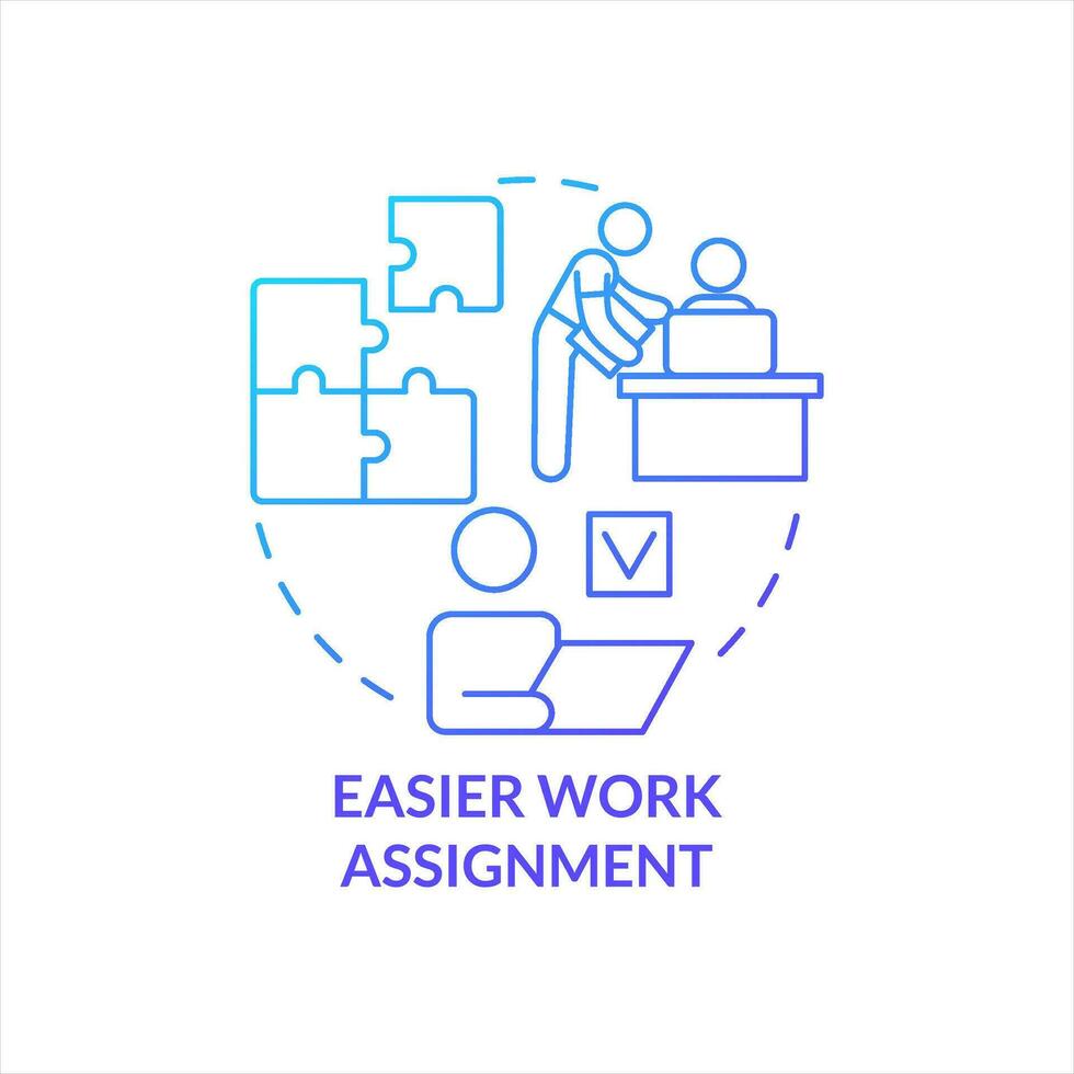 Easier work assignment blue gradient concept icon. Improve employees efficiency. Productivity at workplace abstract idea thin line illustration. Isolated outline drawing vector