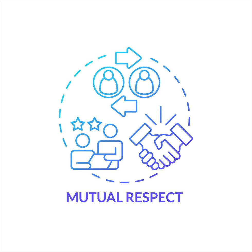 Mutual respect in workplace blue gradient concept icon. Polite worker employer relations. Professional ethics abstract idea thin line illustration. Isolated outline drawing vector