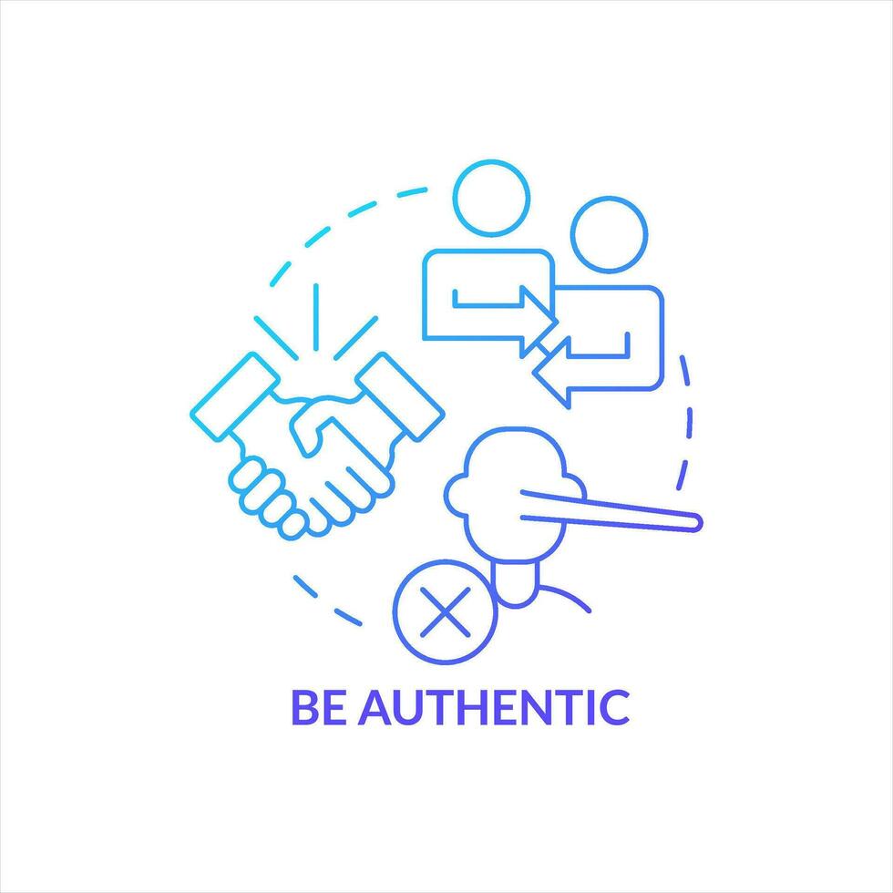 Be authentic with employees blue gradient concept icon. Trustful worker-employer relations. Engage workforce abstract idea thin line illustration. Isolated outline drawing vector