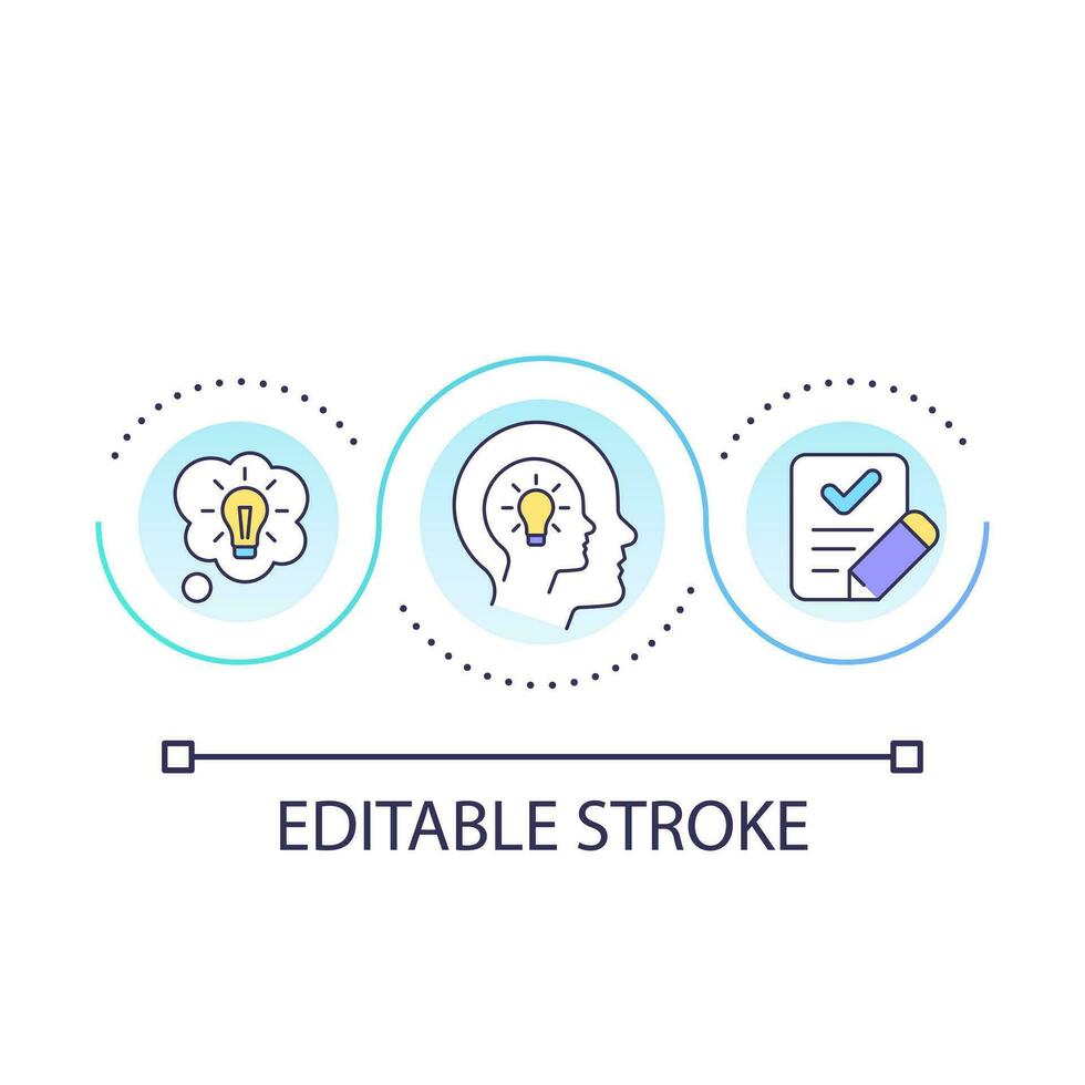 Tap into subconscious loop concept icon. Generating ideas issue. Overcome creative block tip abstract idea thin line illustration. Isolated outline drawing. Editable stroke vector