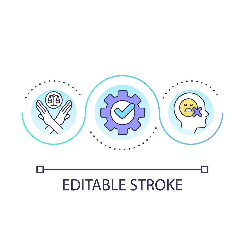 Become aware without judgment loop concept icon. Change mindset. Remove psychological limitations tip abstract idea thin line illustration. Isolated outline drawing. Editable stroke vector