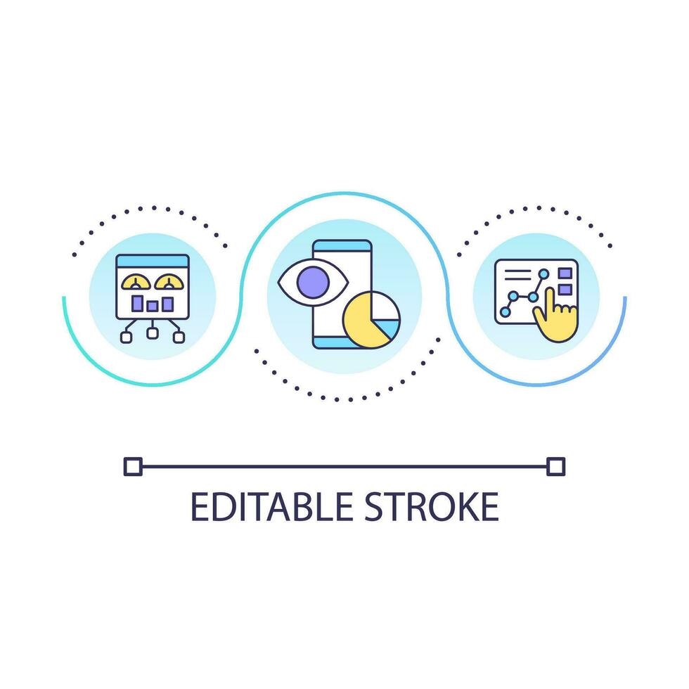 Optimize strategy loop concept icon. Analytic research. Effective adjustment. Business transformation abstract idea thin line illustration. Isolated outline drawing. Editable stroke vector