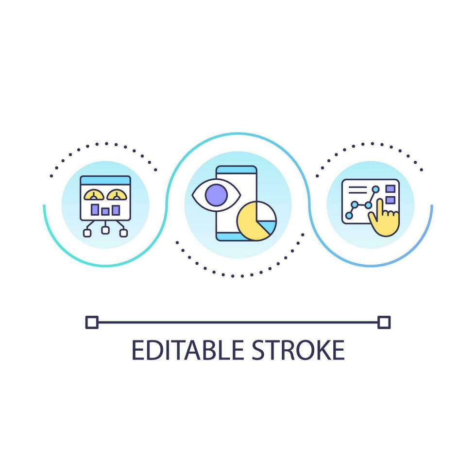 Optimize strategy loop concept icon. Analytic research. Effective adjustment. Business transformation abstract idea thin line illustration. Isolated outline drawing. Editable stroke vector