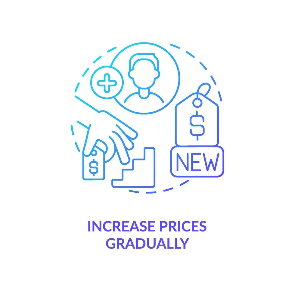 Increase prices gradually blue gradient concept icon. Differentiate customers. Raising prices abstract idea thin line illustration. Isolated outline drawing vector