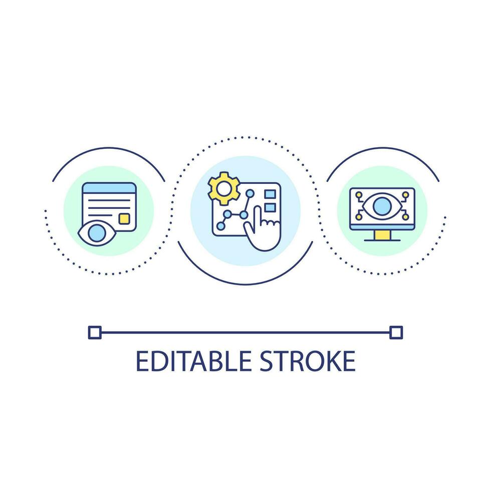Check software loop concept icon. Audit digital service. Improve efficiency. Verify productivity abstract idea thin line illustration. Isolated outline drawing. Editable stroke vector