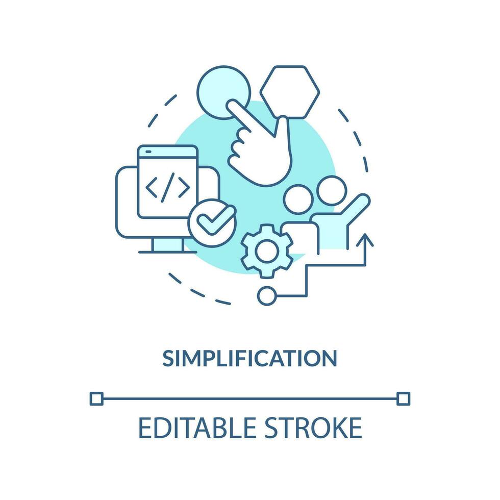 Simplification turquoise concept icon. Choosing release management tools factor abstract idea thin line illustration. Isolated outline drawing. Editable stroke vector