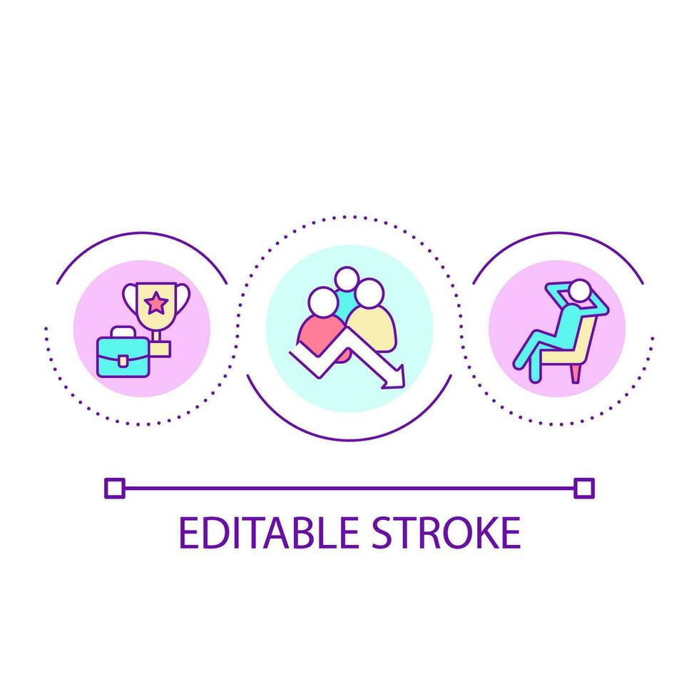 Delegate duties loop concept icon. Low performance. Unproductive management. Ineffective leader abstract idea thin line illustration. Isolated outline drawing. Editable stroke vector