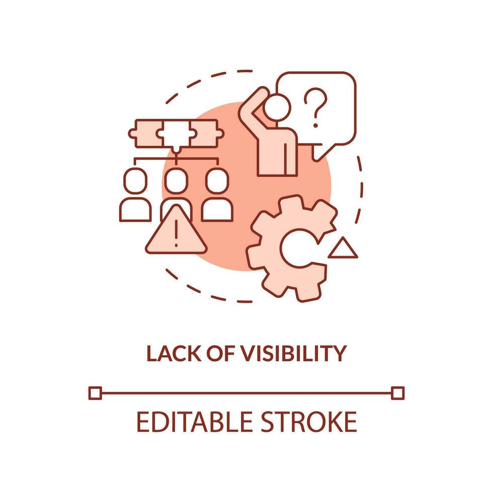 Lack of visibility red concept icon. Common release management problem abstract idea thin line illustration. Isolated outline drawing. Editable stroke vector