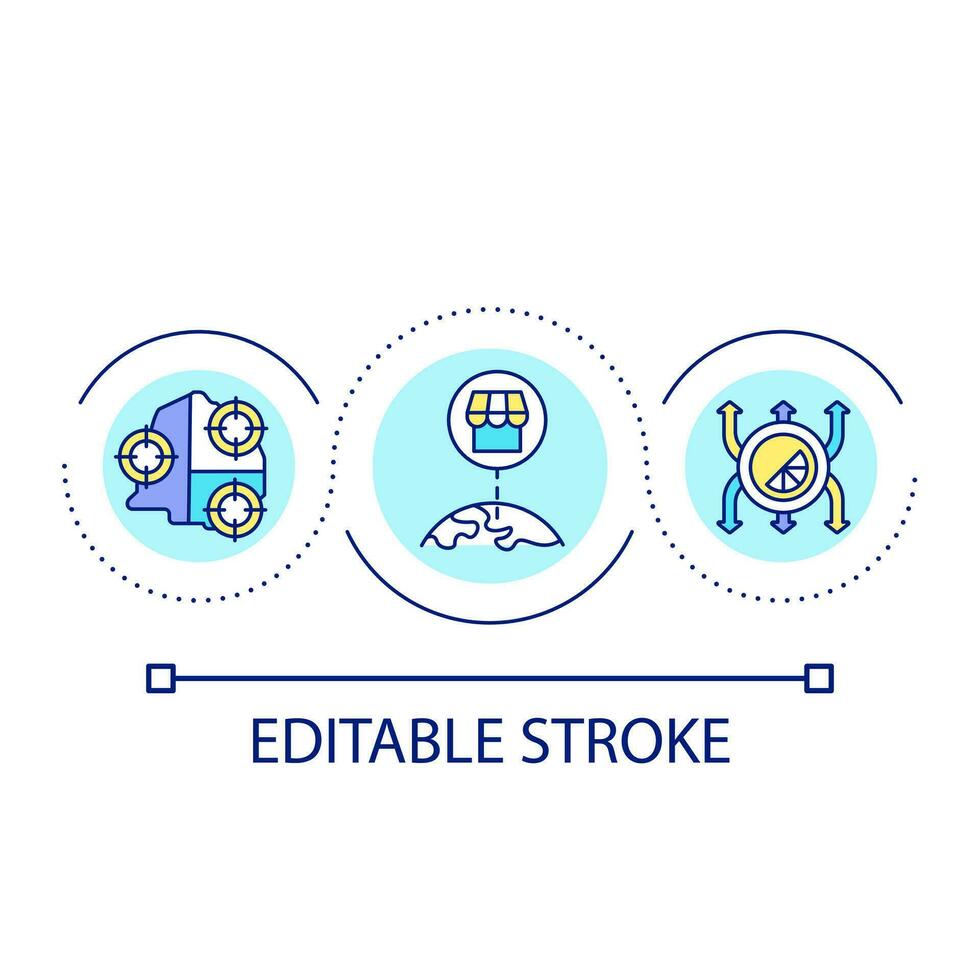 Expanding store chain loop concept icon. Brand building. Retail business management. Development abstract idea thin line illustration. Isolated outline drawing. Editable stroke vector