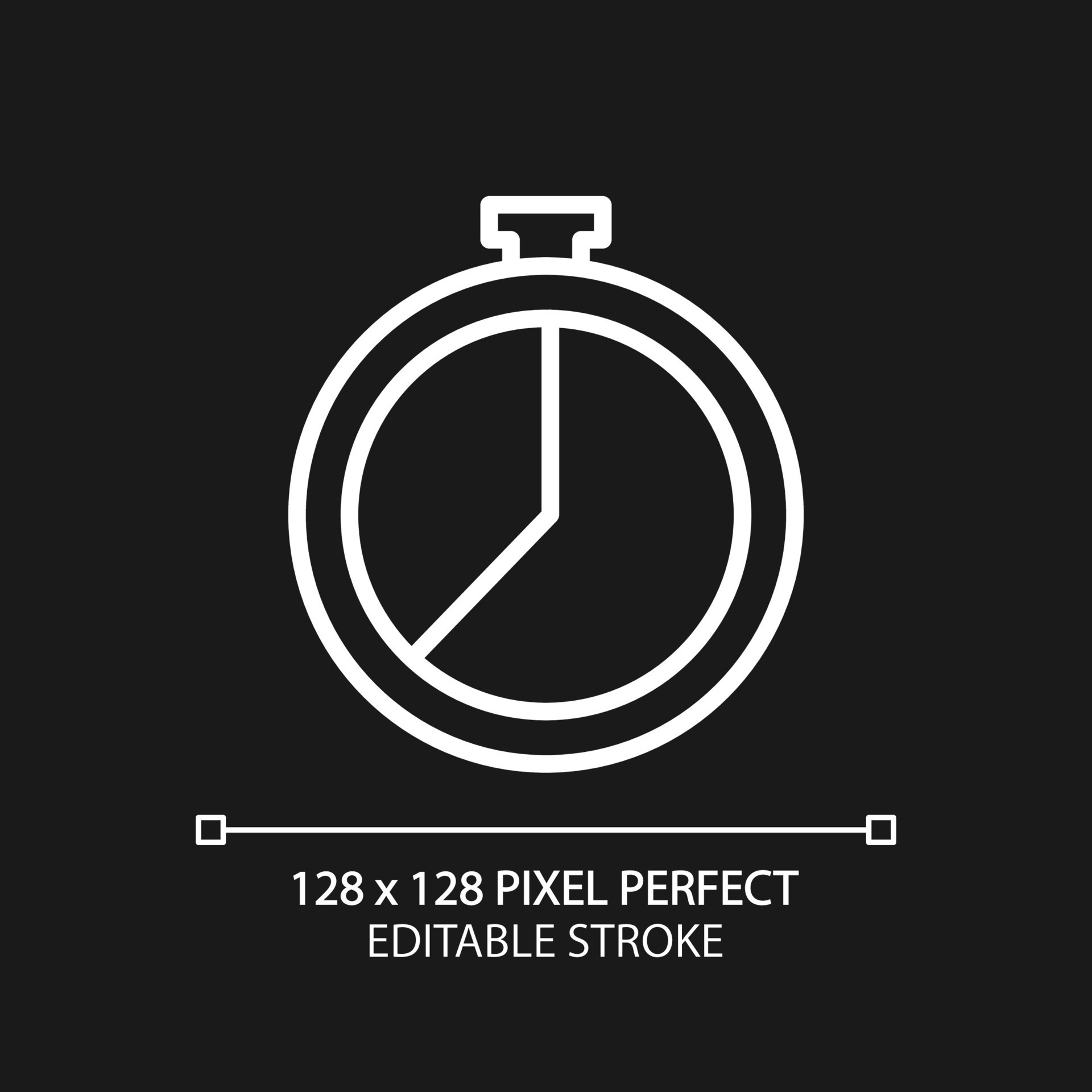 Countdown timer pixel perfect white linear icon for dark theme. Keep