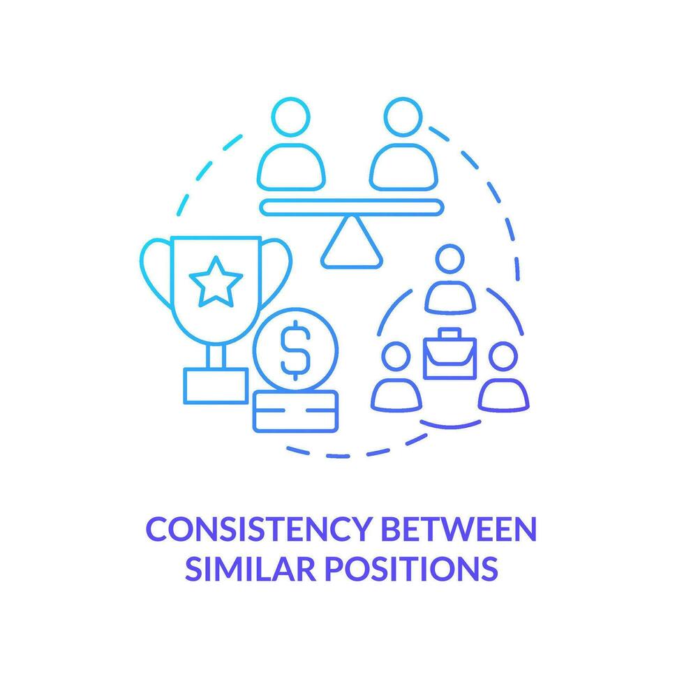 Consistency between similar positions blue gradient concept icon. Manage business merger abstract idea thin line illustration. Company performance. Isolated outline drawing vector