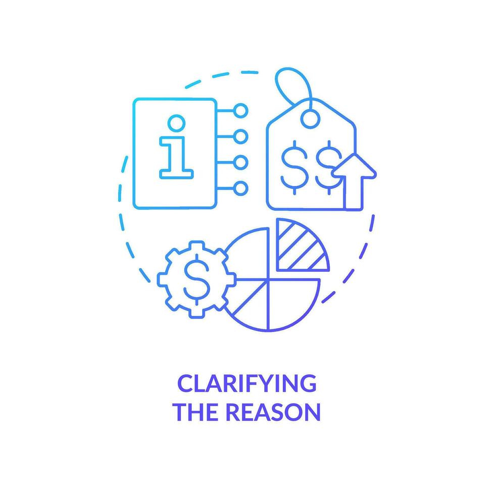 Clarifying reason blue gradient concept icon. Increased costs. Communicate price increase guideline abstract idea thin line illustration. Isolated outline drawing vector
