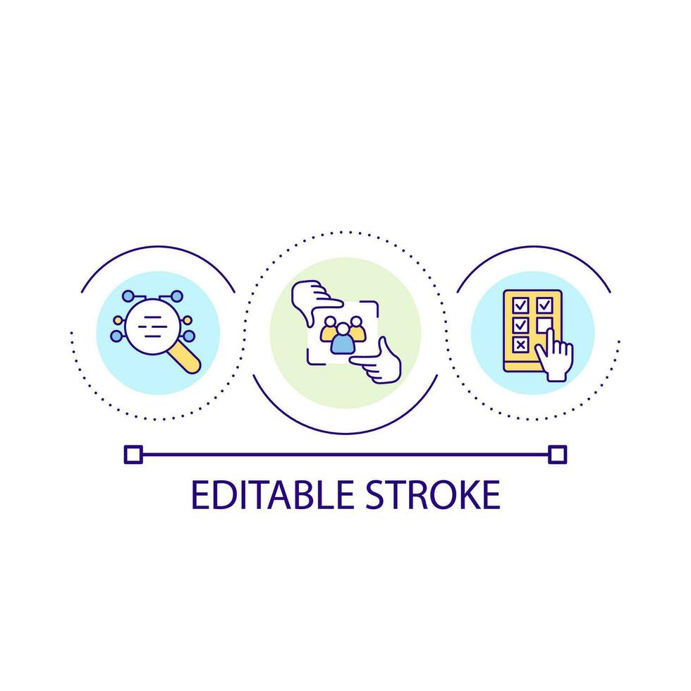 Social poll loop concept icon. Target audience. Opinion and feedback. Questionnaire abstract idea thin line illustration. Isolated outline drawing. Editable stroke vector