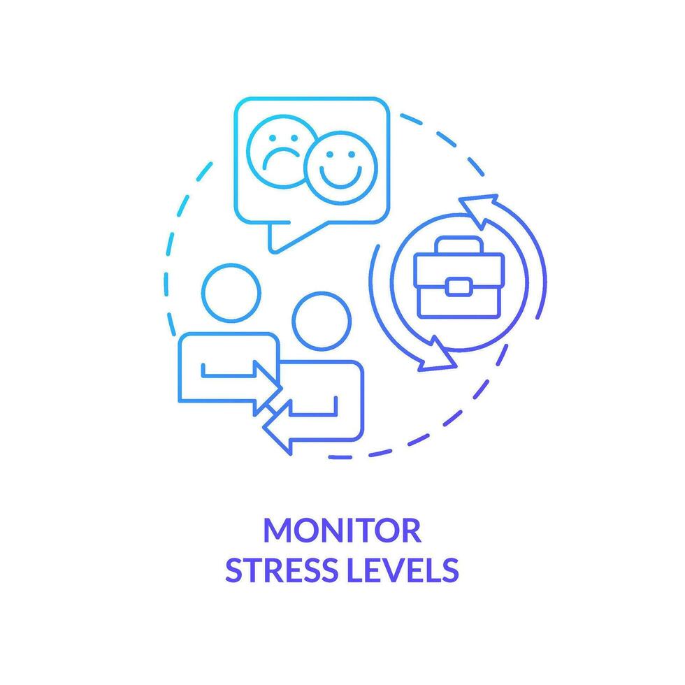 Monitor stress levels blue gradient concept icon. Retain employees during merger abstract idea thin line illustration. Track absenteeism. Isolated outline drawing vector