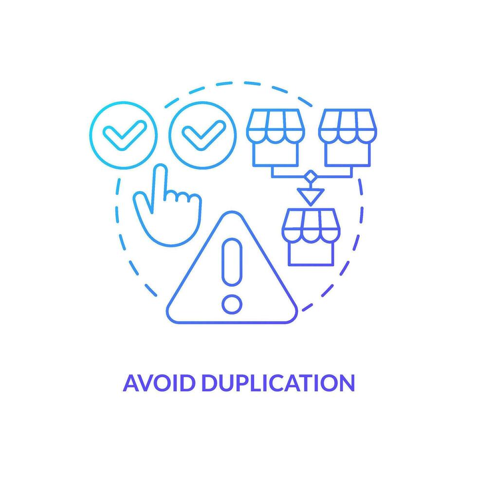 Avoid duplication blue gradient concept icon. Advantage of mergers abstract idea thin line illustration. Eliminate competition. Reduce congestion. Isolated outline drawing vector