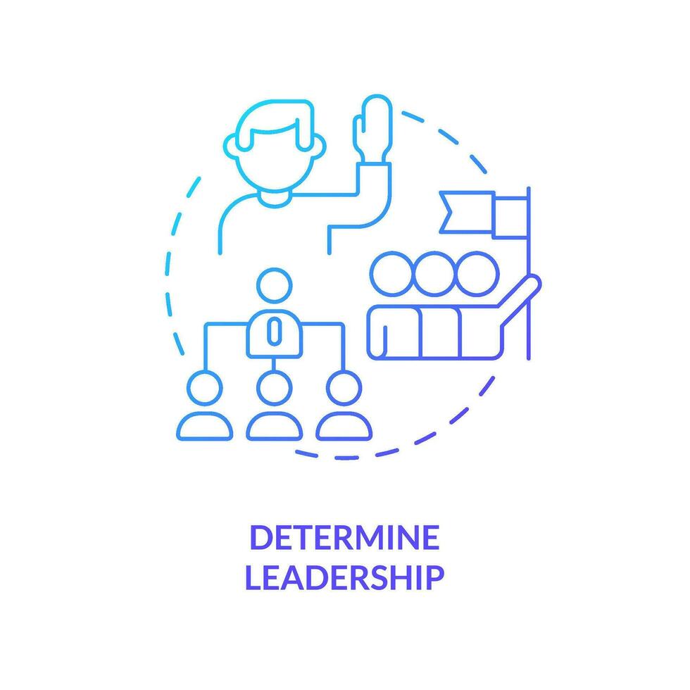 Determine leadership blue gradient concept icon. Stage of successful merger abstract idea thin line illustration. Integration. Developing leader. Isolated outline drawing vector