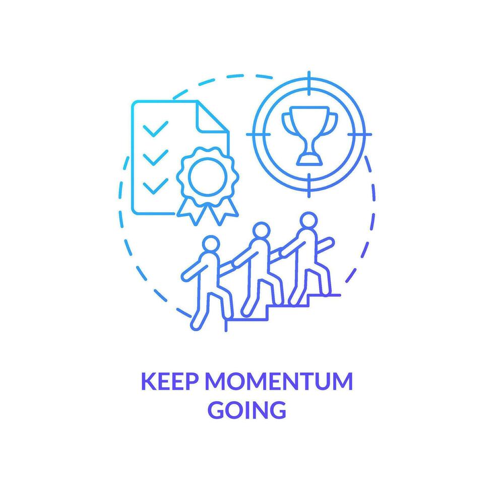 Keep momentum going blue gradient concept icon. Stage of successful merger abstract idea thin line illustration. Setting clear targets. Teamwork. Isolated outline drawing vector