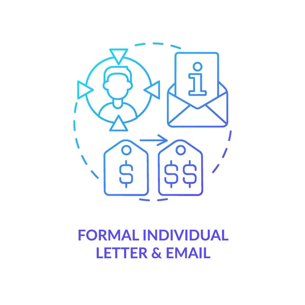 Formal individual letter and email blue gradient concept icon. Communicate price increase guideline abstract idea thin line illustration. Isolated outline drawing vector