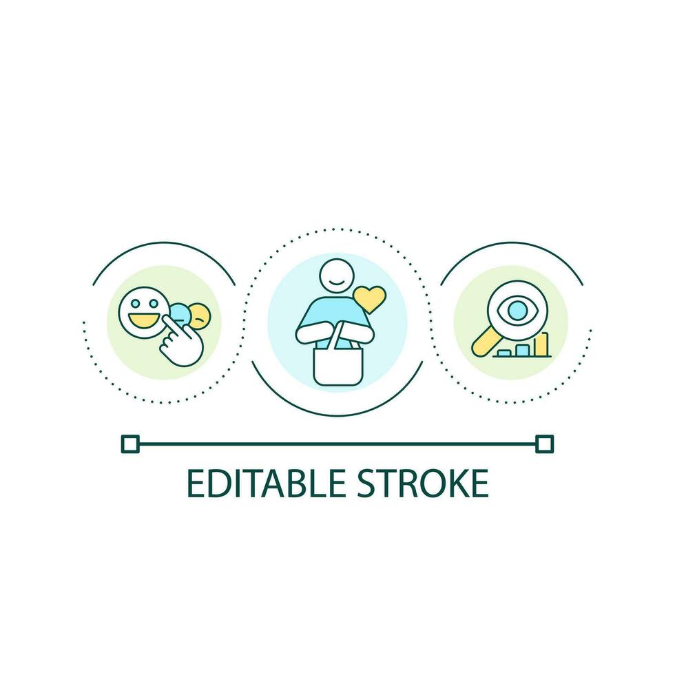 Customer satisfaction research loop concept icon. Marketing analytics. Brand loyalty. Consumer abstract idea thin line illustration. Isolated outline drawing. Editable stroke vector