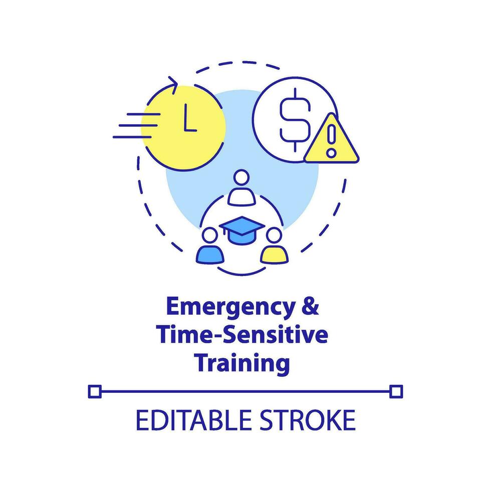 Emergency and time sensitive training concept icon. Customer service program abstract idea thin line illustration. Isolated outline drawing. Editable stroke vector