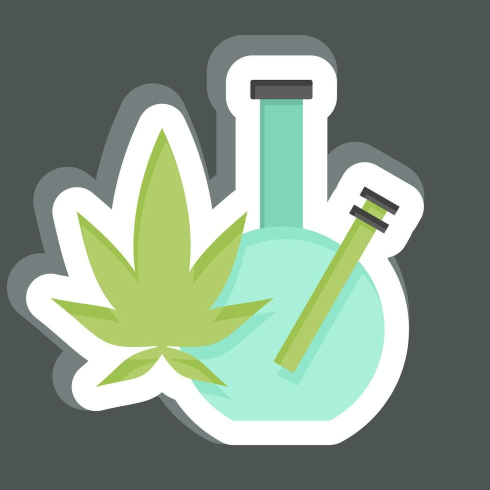 pegatina marijuana. relacionado a adiccion diccionario símbolo. sencillo diseño editable. sencillo ilustración vector