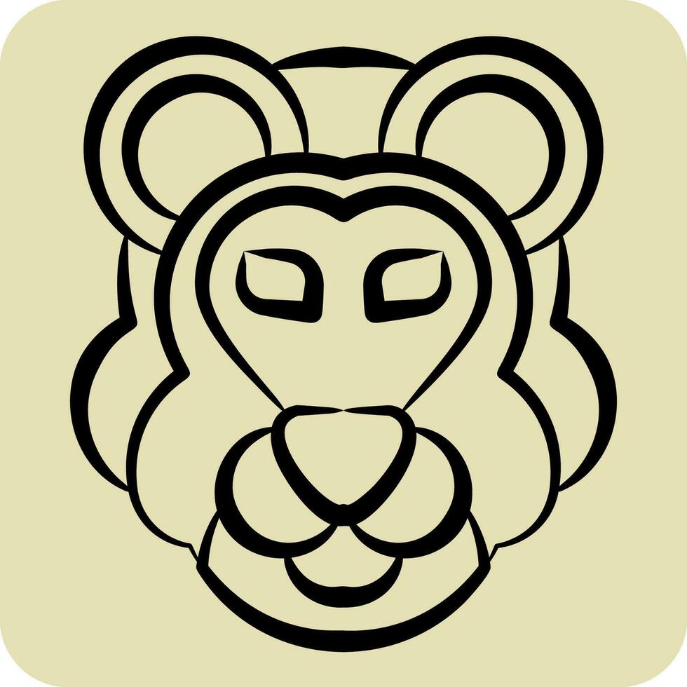 Icon Lion. related to Animal symbol. hand drawn style. simple design editable. simple illustration vector