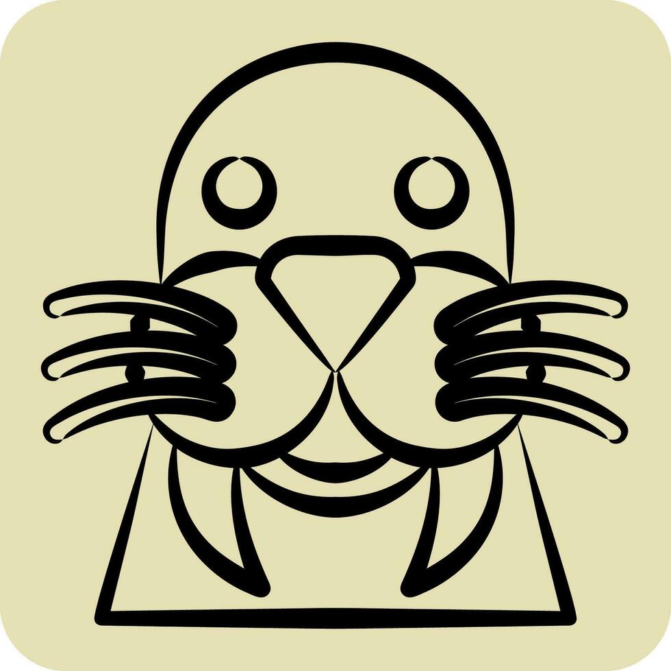 Icon Walrus. related to Animal symbol. hand drawn style. simple design editable. simple illustration vector